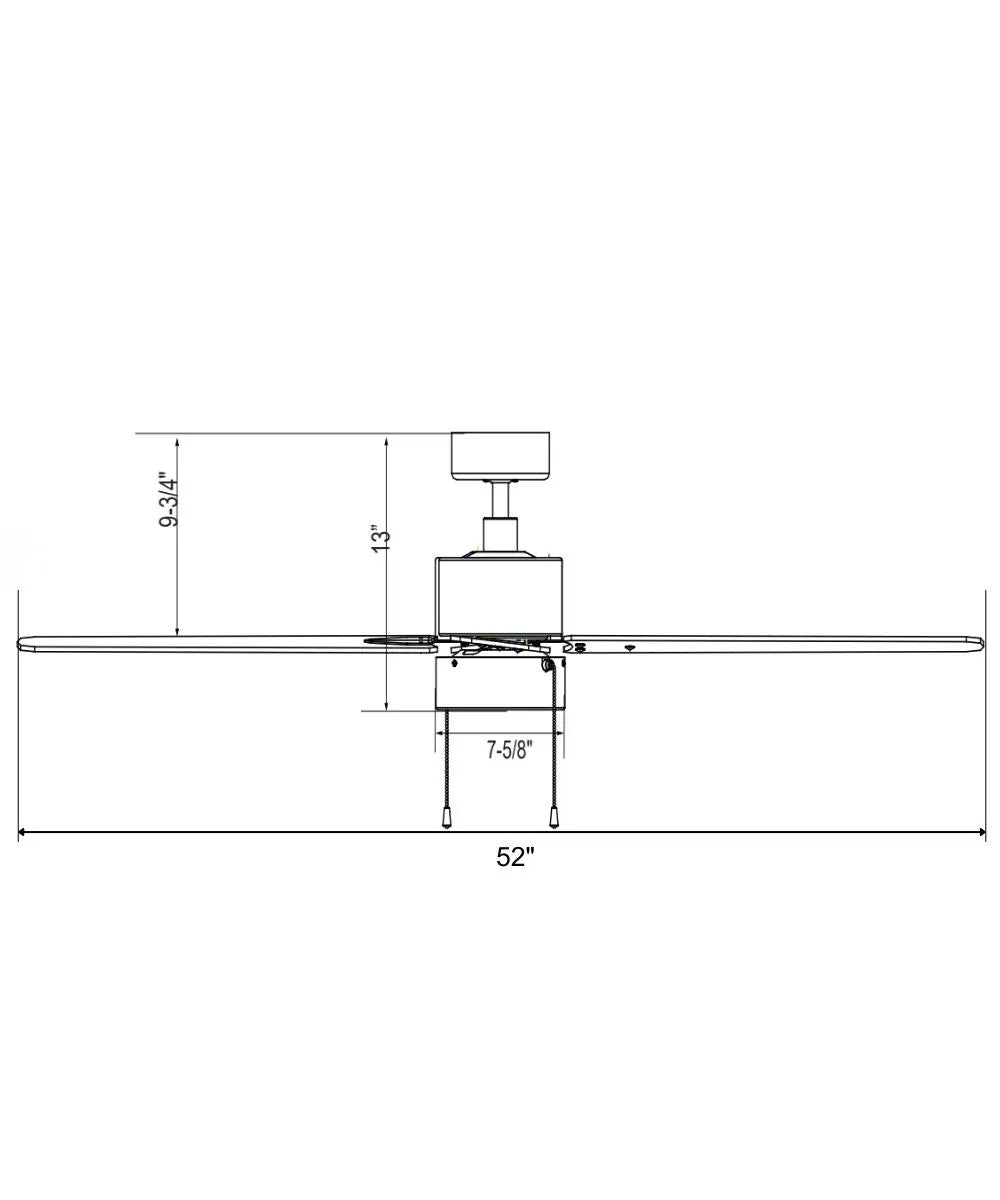Ceiling Fan | 52 Inch | 4 Blade | Brushed Nickel Walnut