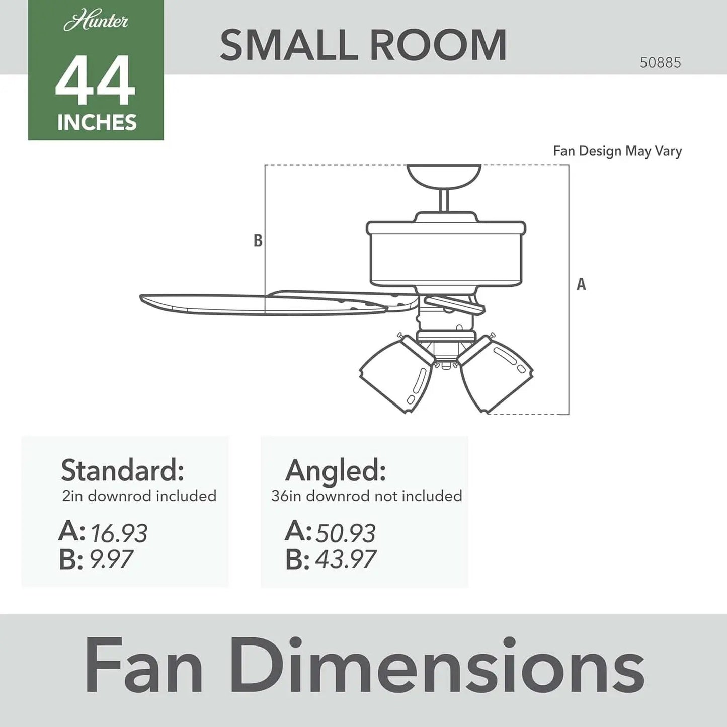 44 Inch Indoor Ceiling Fan With LED Lights Quiet Motor from PriceLows™