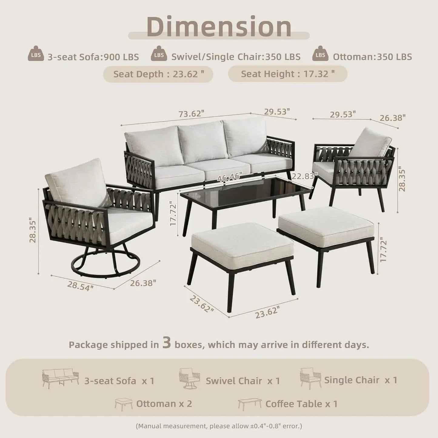 Outdoor Patio Furniture Set with Swivel Chair and Table from PriceLows™