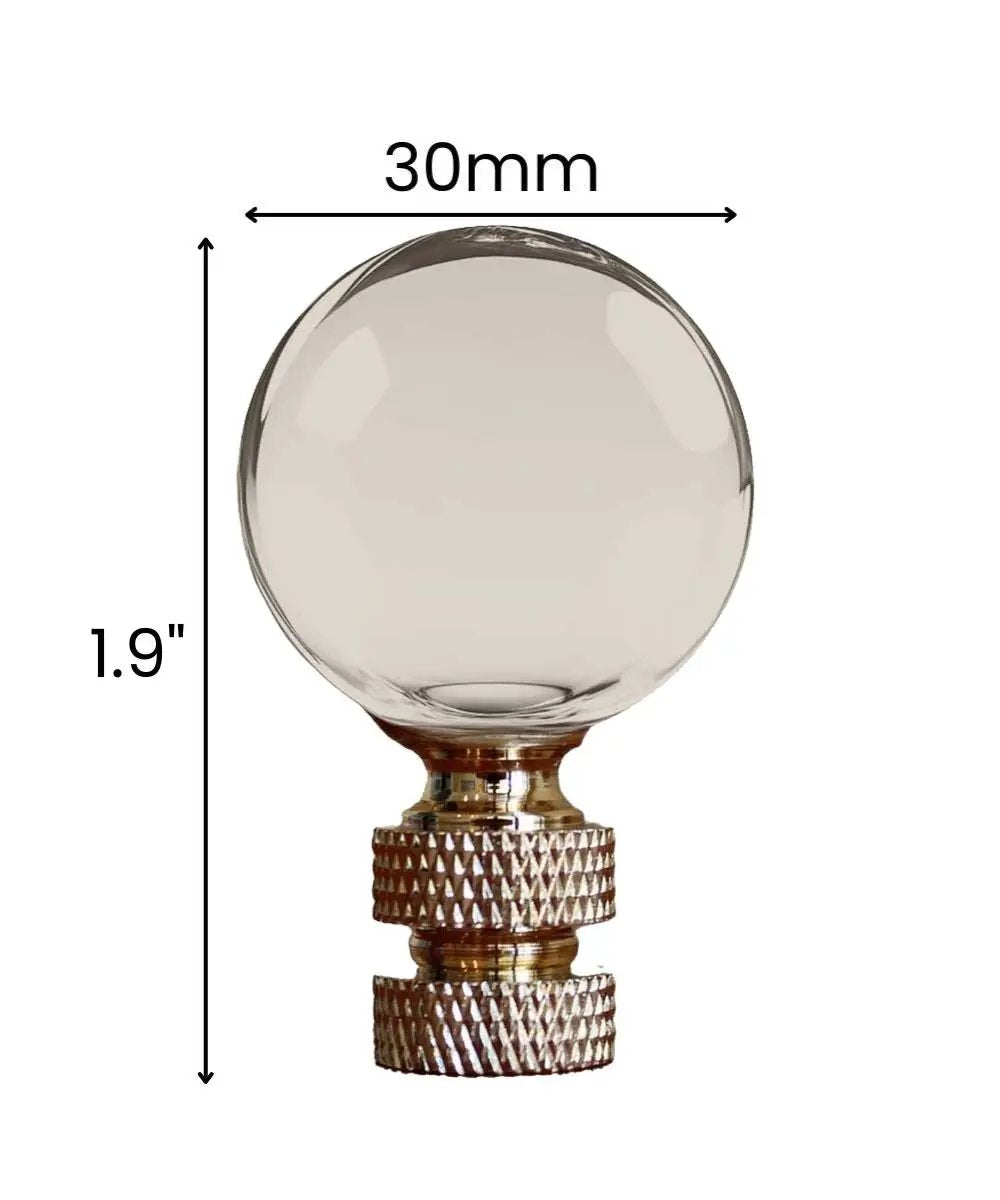 Lamp Finial | Smooth Ball Shape | Amber Glass Finish | 30mm Diameter