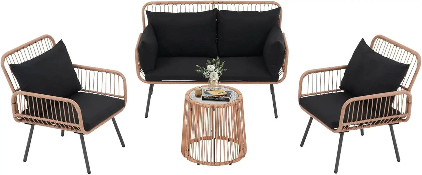 Stylish Four Piece Outdoor Wicker Patio Furniture Set from PriceLows™