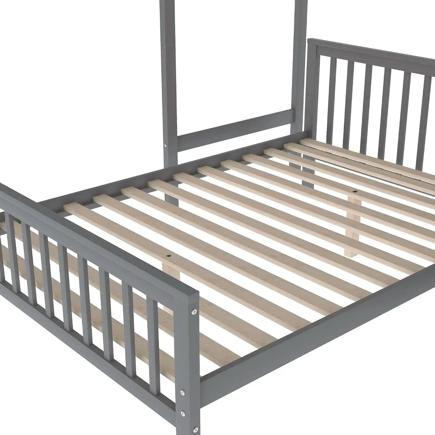 Gray Twin Over Full Bunk Bed With Storage Stairs Solid Wood from PriceLows™