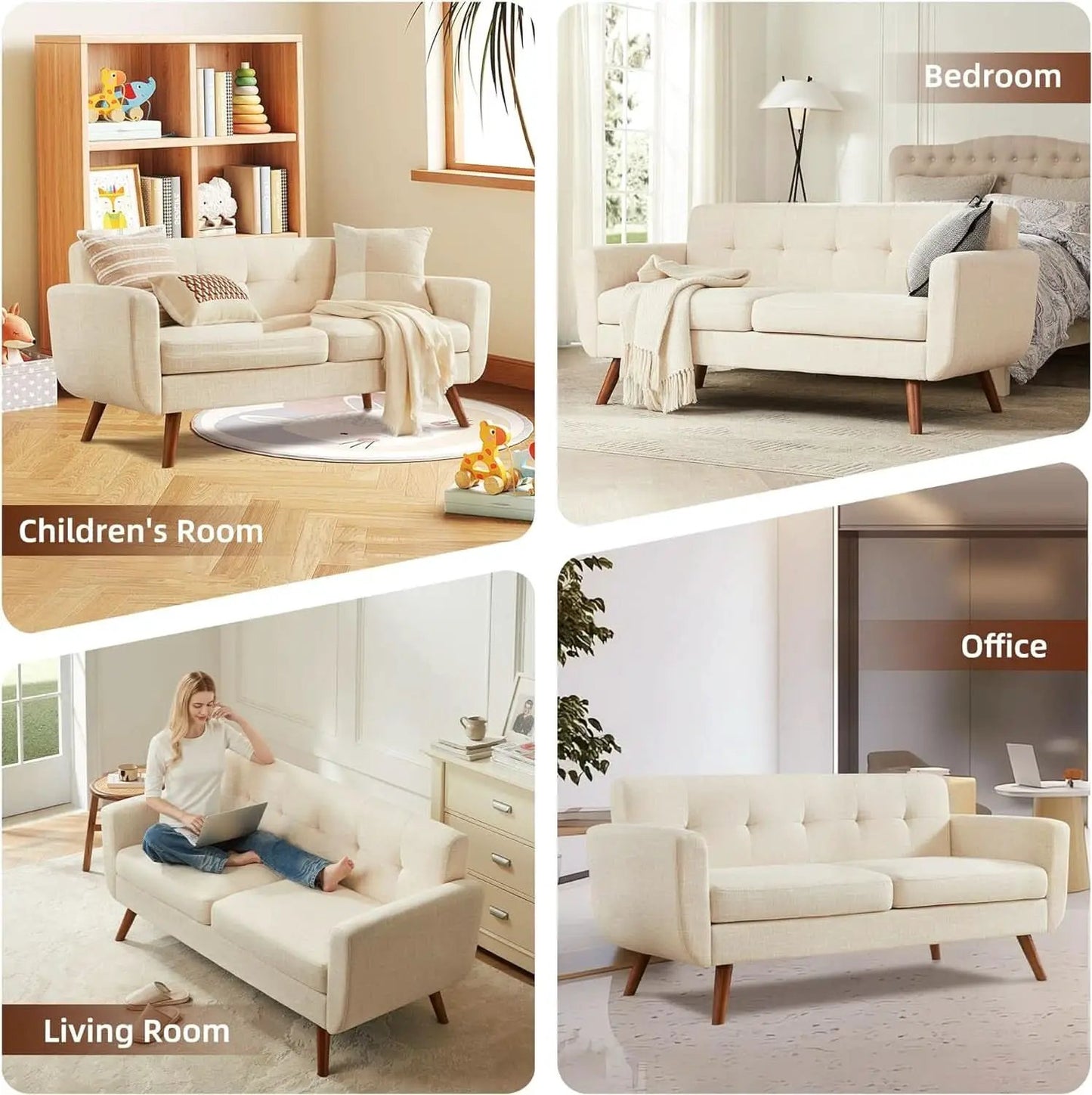 Modern Compact Beige Loveseat For Small Living Rooms from PriceLows™