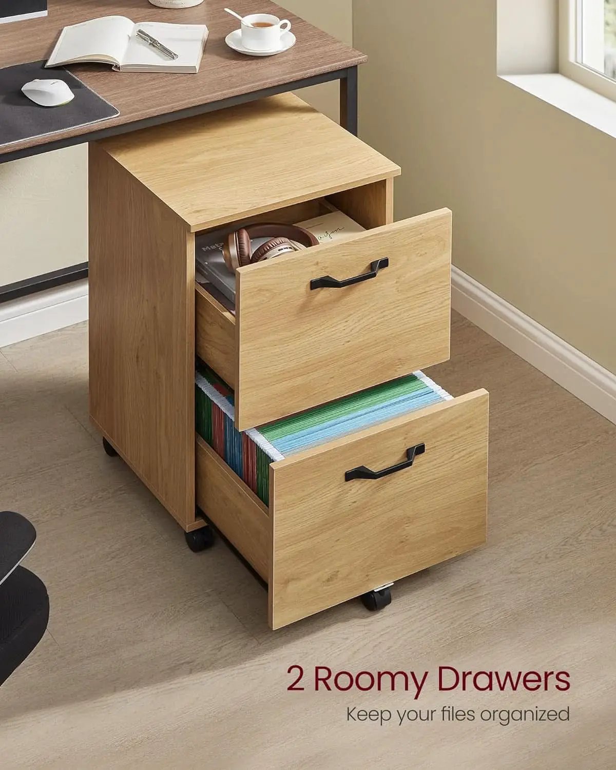 Straw Yellow 2 Drawer Rolling File Cabinet Printer Stand from PriceLows™