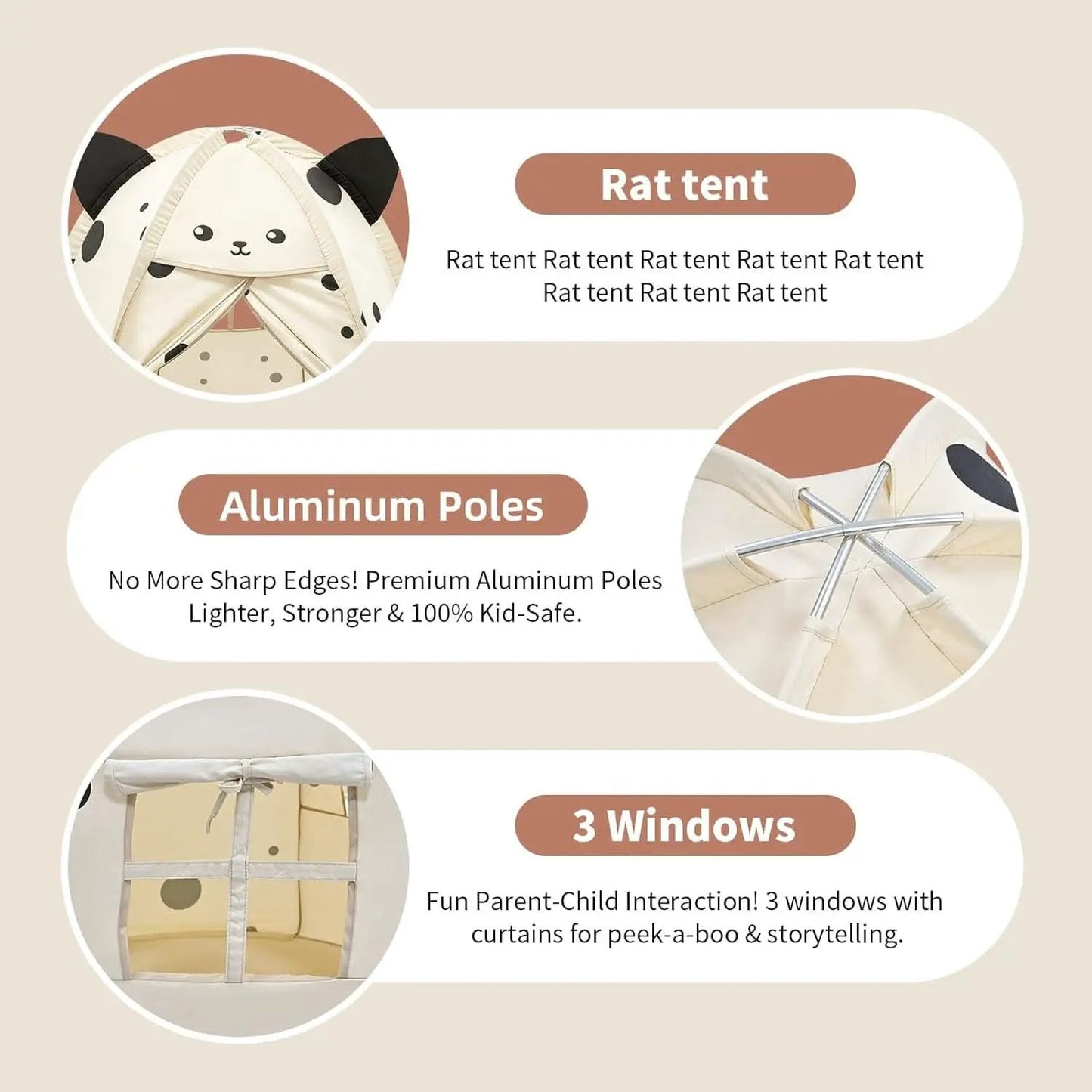 Kids Play Tent 55Inch Peach Premium Quality Indoors from PriceLows™