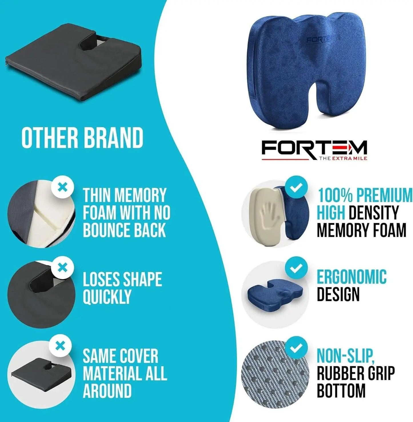 XL Memory Foam Office Chair Cushion With Lumbar Support from PriceLows™