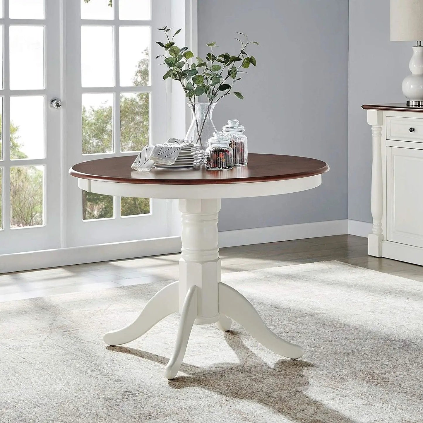 Round Dining Table Set Distressed White Five Piece Set from PriceLows™