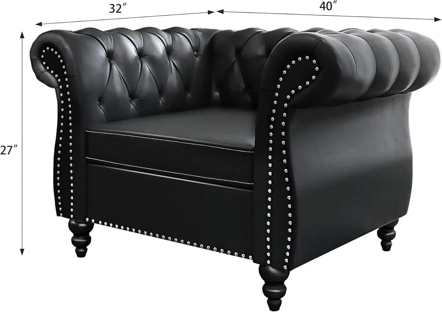 Two Piece Chesterfield Leather Living Room Set With Black Leather Loveseat And Chair from PriceLows™