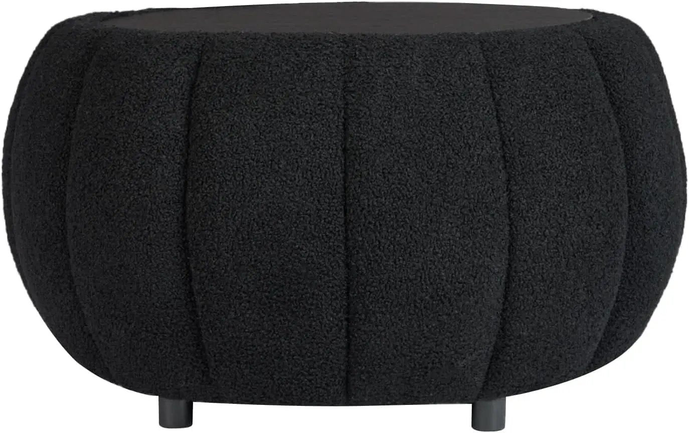 30 Inch Round Profile Teddy Fabric Hidden Storage Ottoman from PriceLows™