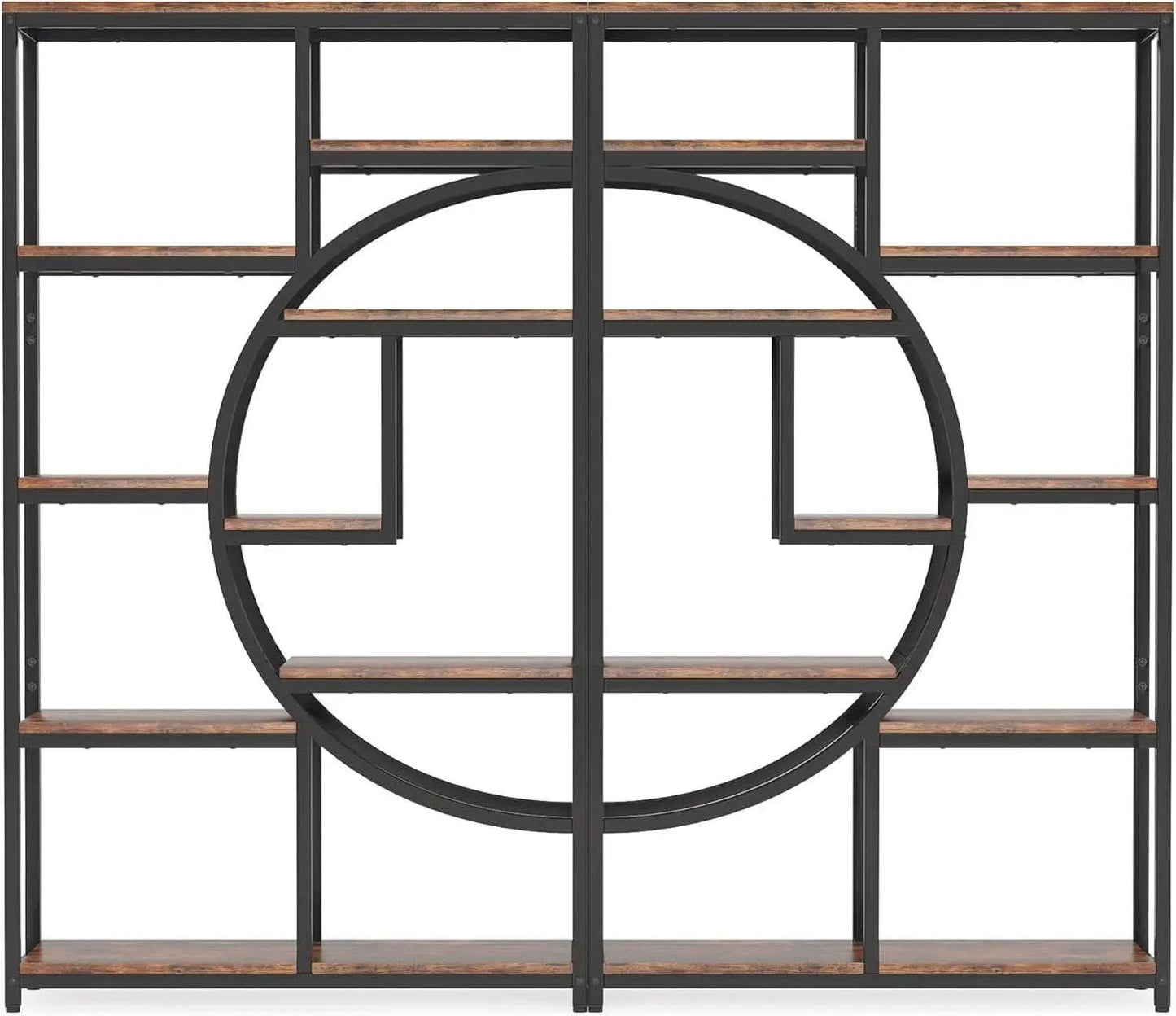 Industrial 5 Tier Etagere Bookcase Brown Rustic Finish from PriceLows™