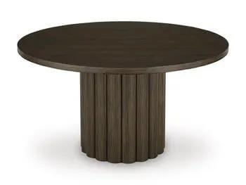 Radkin Round Dining Room Table | 54 x 54 x 30.13 in | Oak Veneer & Mdf | Burnished Brown