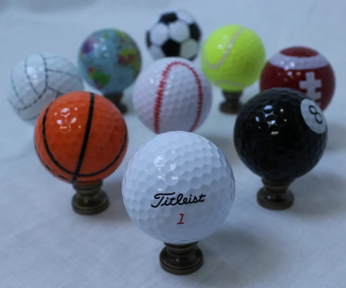 Golf Ball Lamp Finial | White Finish | 2.25 Inch Height | Decorative Accent