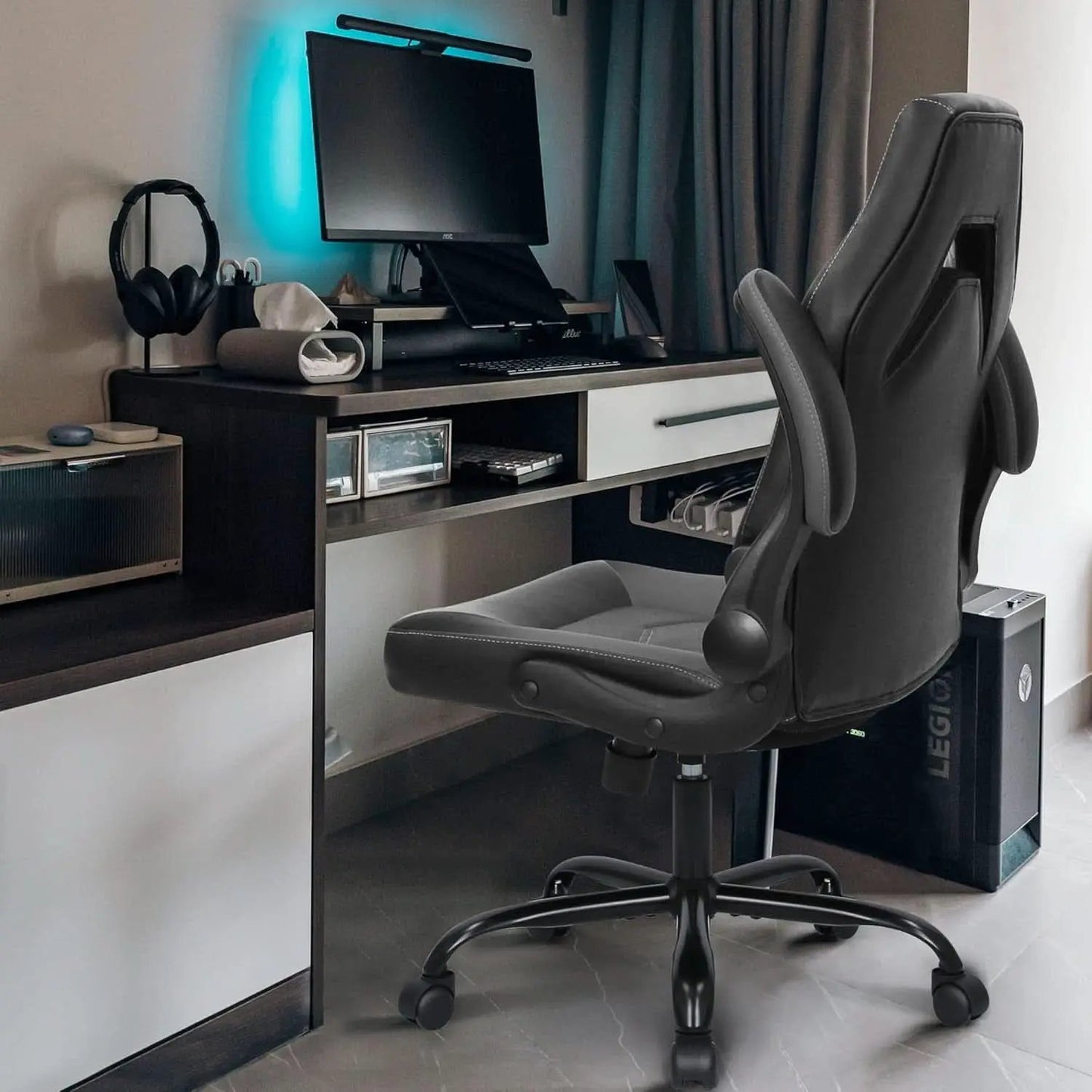 N-GEN Ergonomic Gaming Chair With Lumbar Support Gray PU Leather from PriceLows™
