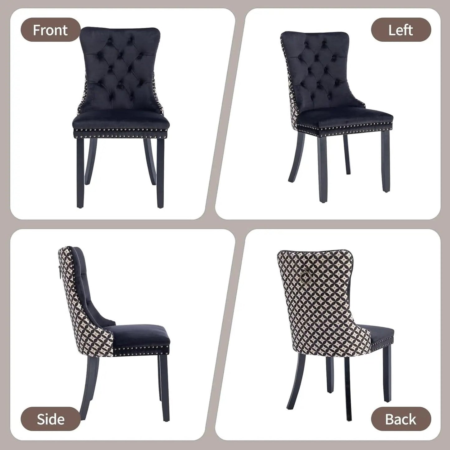 Velvet Tufted Dining Chairs Set Of 4 With Nailhead Trim from PriceLows™