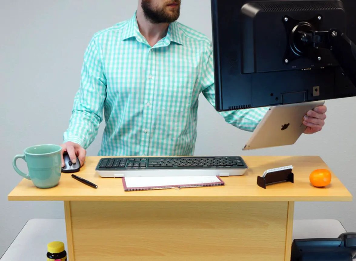 Tall Stand Up Desk | 15 Inch Height Boost | Portable Frame | Golden Beach