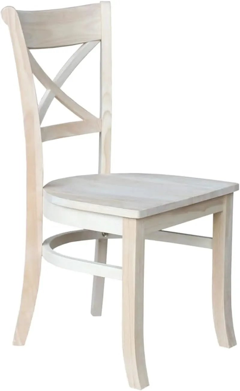 Set Of 2 35.8 In Parawood X Back Dining Chairs Unfinished from PriceLows™