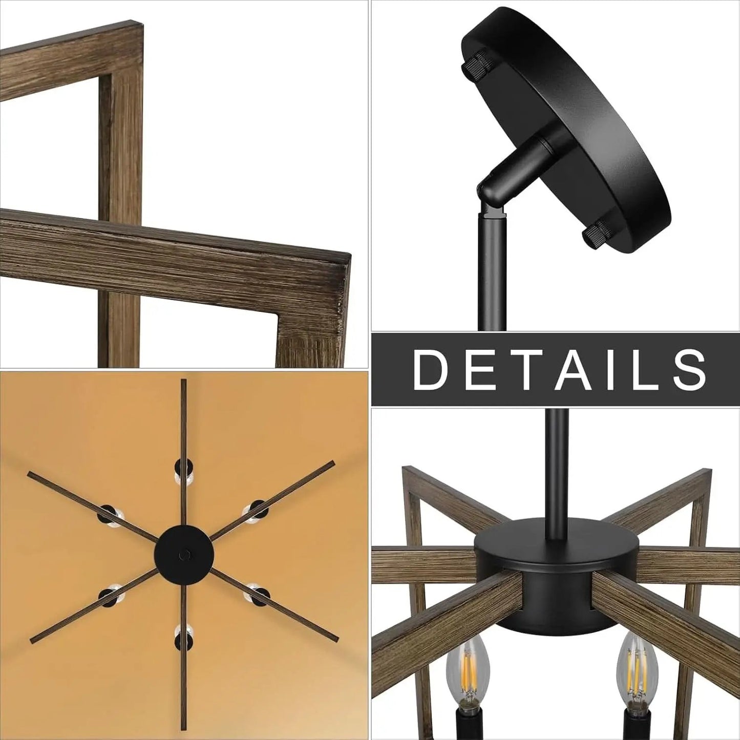 6 Light Black Finish Modern Farmhouse Pendant Lights from PriceLows™