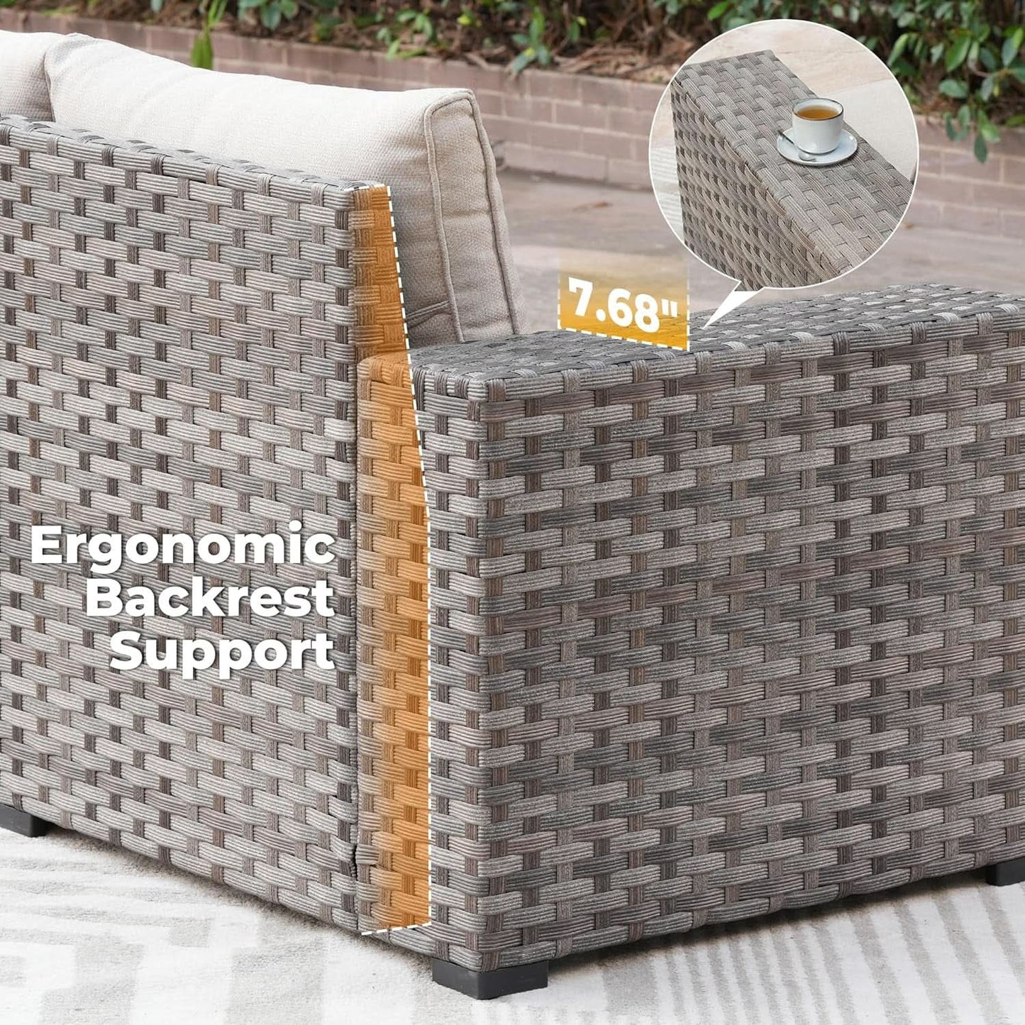 10 Piece Outdoor Wicker Sectional Sofa Set with Fire Pit from PriceLows™