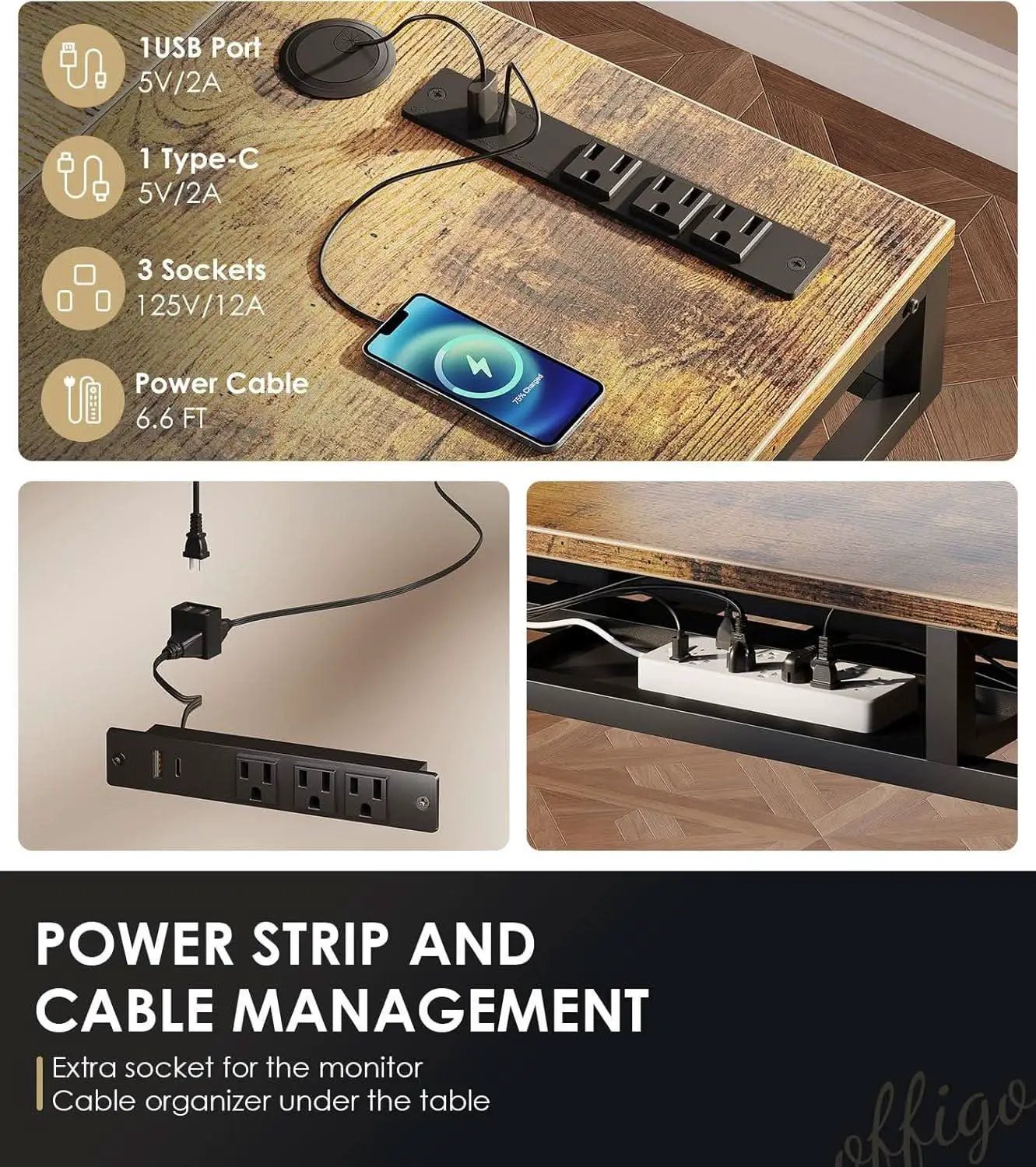 Sixty Three Inch L Shaped Electric Height Adjustable Desk Drawers from PriceLows™