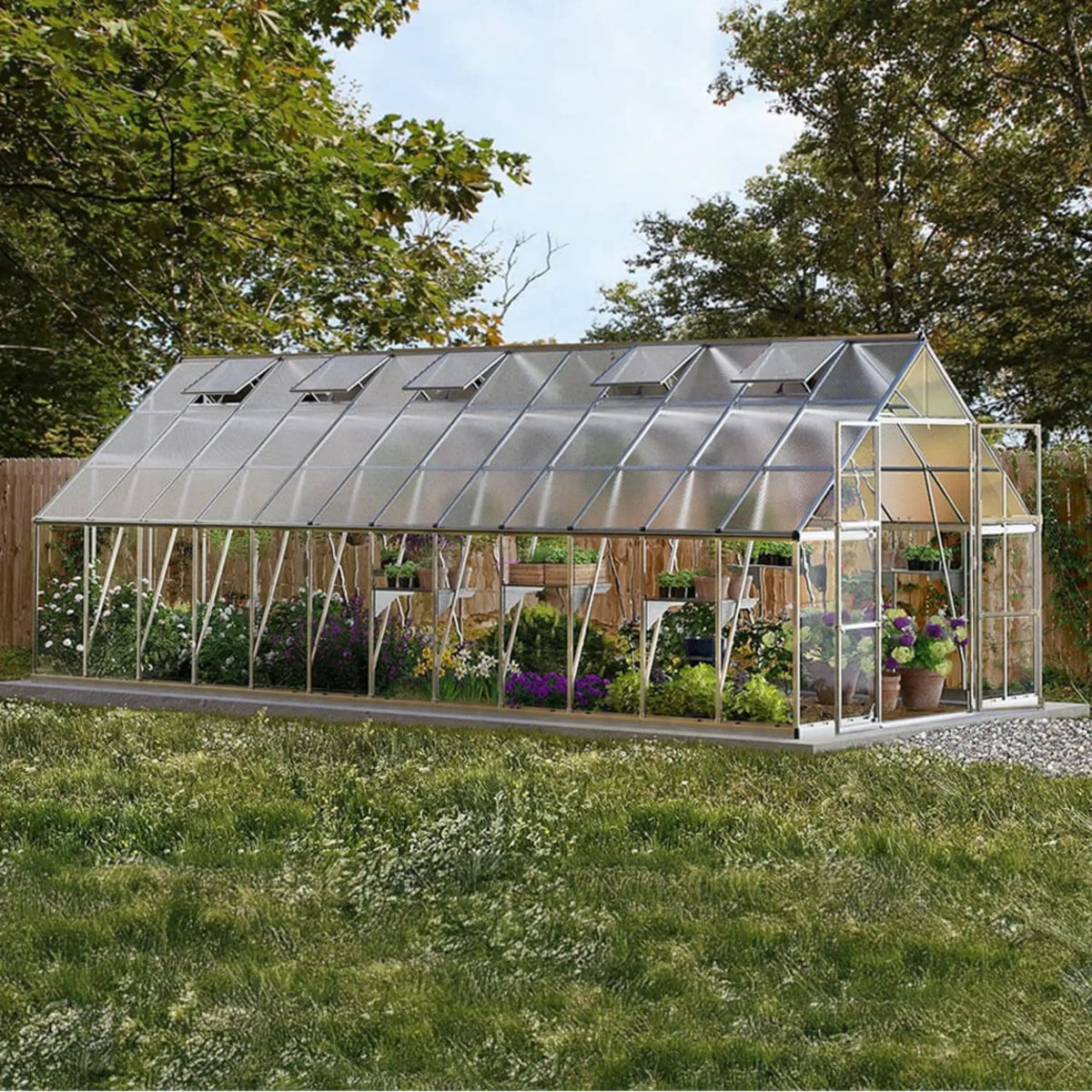 Premium Heavy Duty Polycarbonate Walk In Greenhouse W/ Aluminum Frame & Built In | Aluminum | Home Use | Home