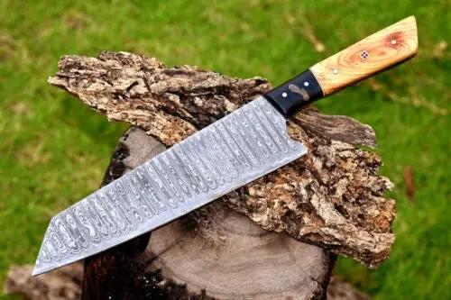 CUSTOM HANDMADE FORGED DAMASCUS STEEL CHEF KNIFE KITCHEN KNIFE WOOD HANDLE from PriceLows™