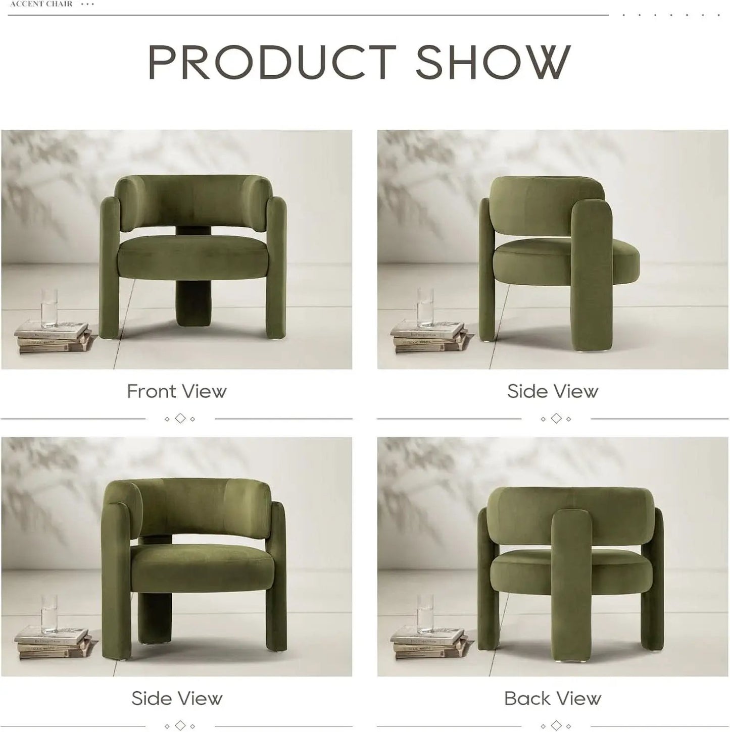 Velvet Green Barrel Armchairs Set Of 2 For Living Room Decor from PriceLows™
