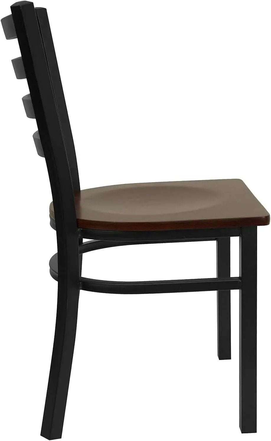 2 Pack Hercules Series Black Ladder Back Metal Dining Chair With Mahogany Seat For Restaurants from PriceLows™