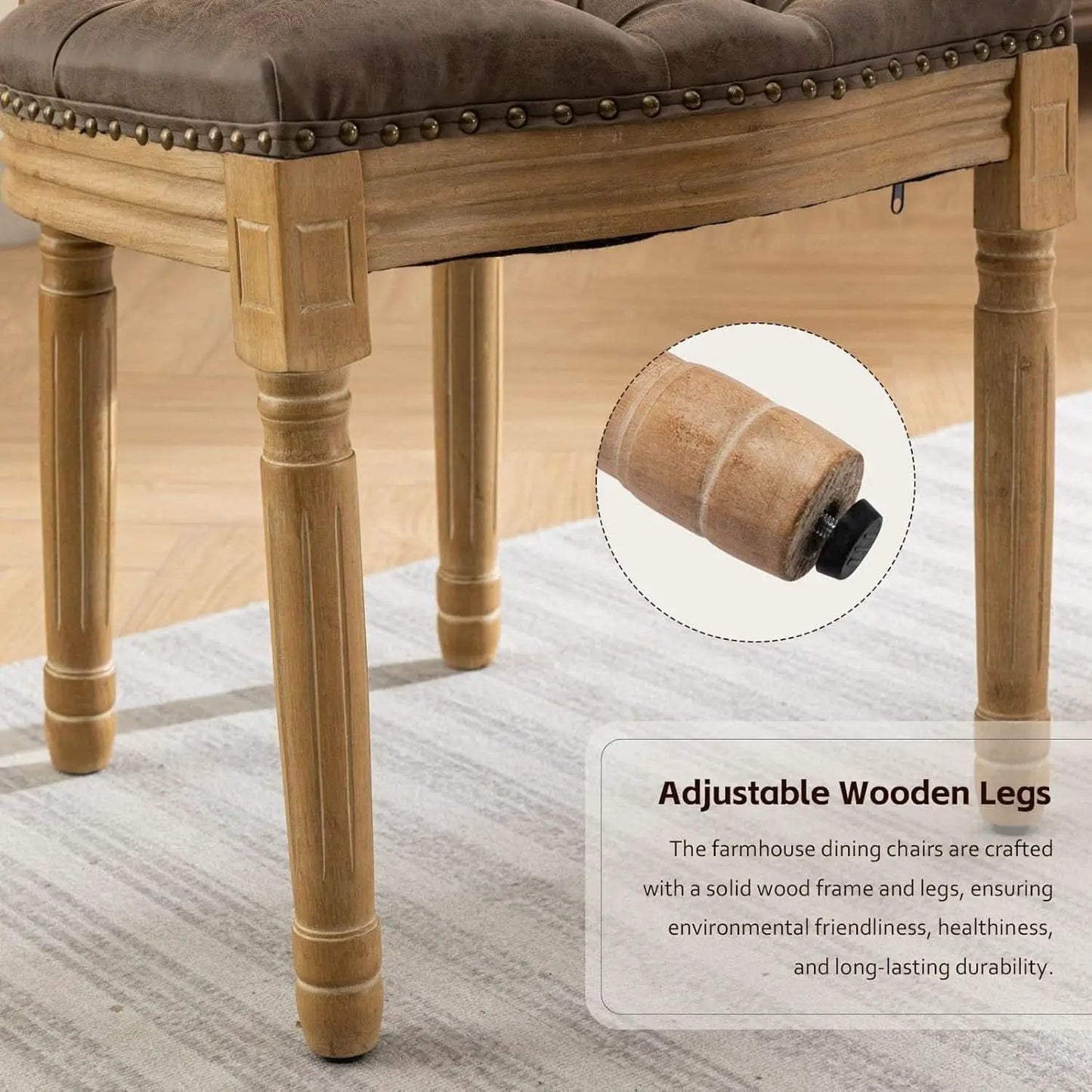 Brown PU Leather Upholstered Dining Chairs Set Of 6 from PriceLows™