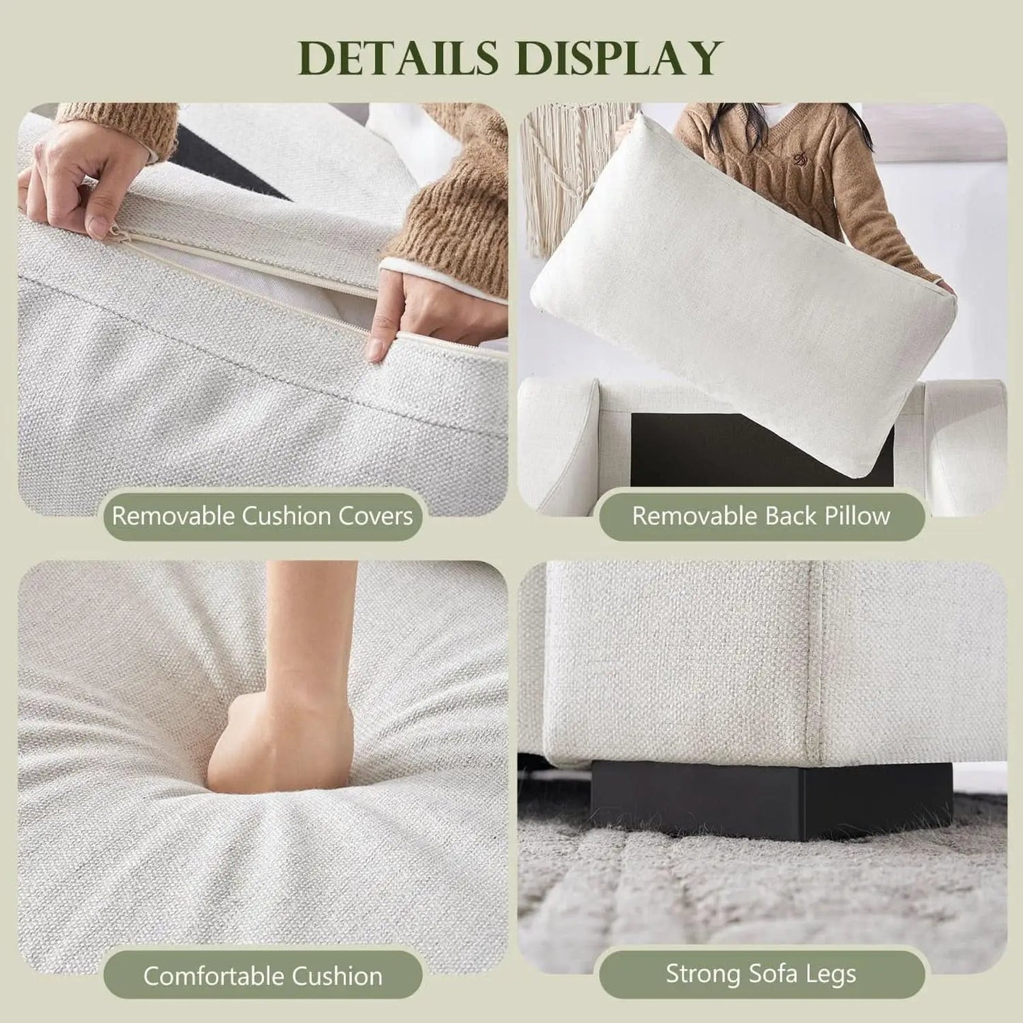 47 Inch Wide Ivory Upholstered Contemporary Armchair from PriceLows™