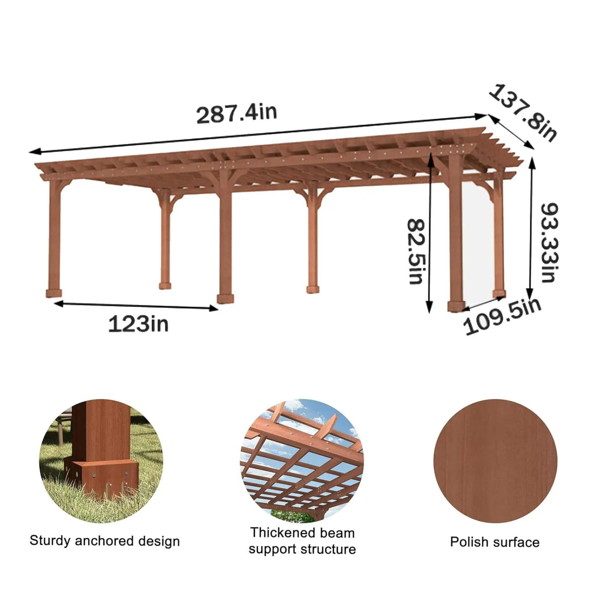 Outdoor Cedar Wood Patio Pergola With Slatted Trellis Roof | Wood | Outdoor Living Use | Outdoor Living