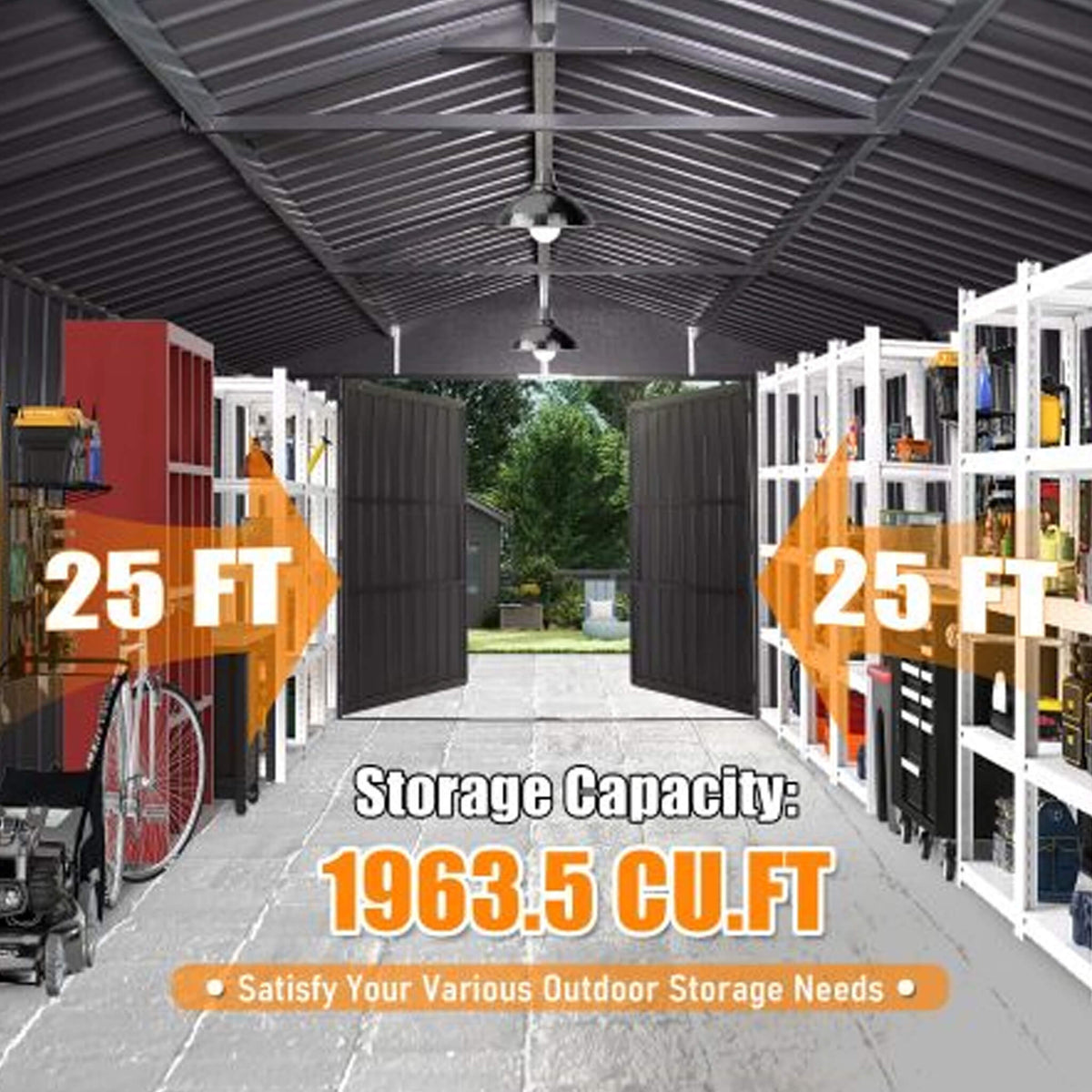 Heavy-Duty Metal Garage Shed | Extra-Large Outdoor Storage | Iron Construction | Lockable Doors