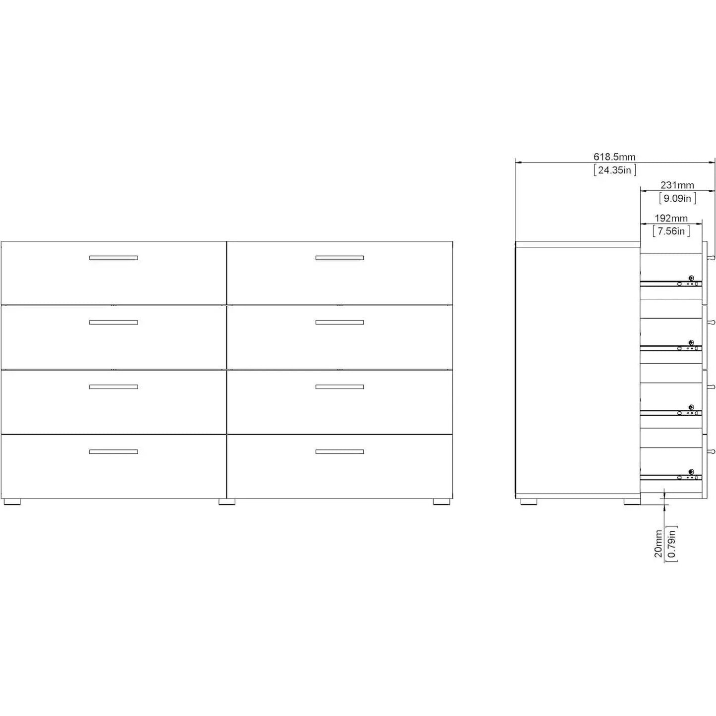 Black 8 Drawer Dresser For Bedroom With Compact Storage from PriceLows™