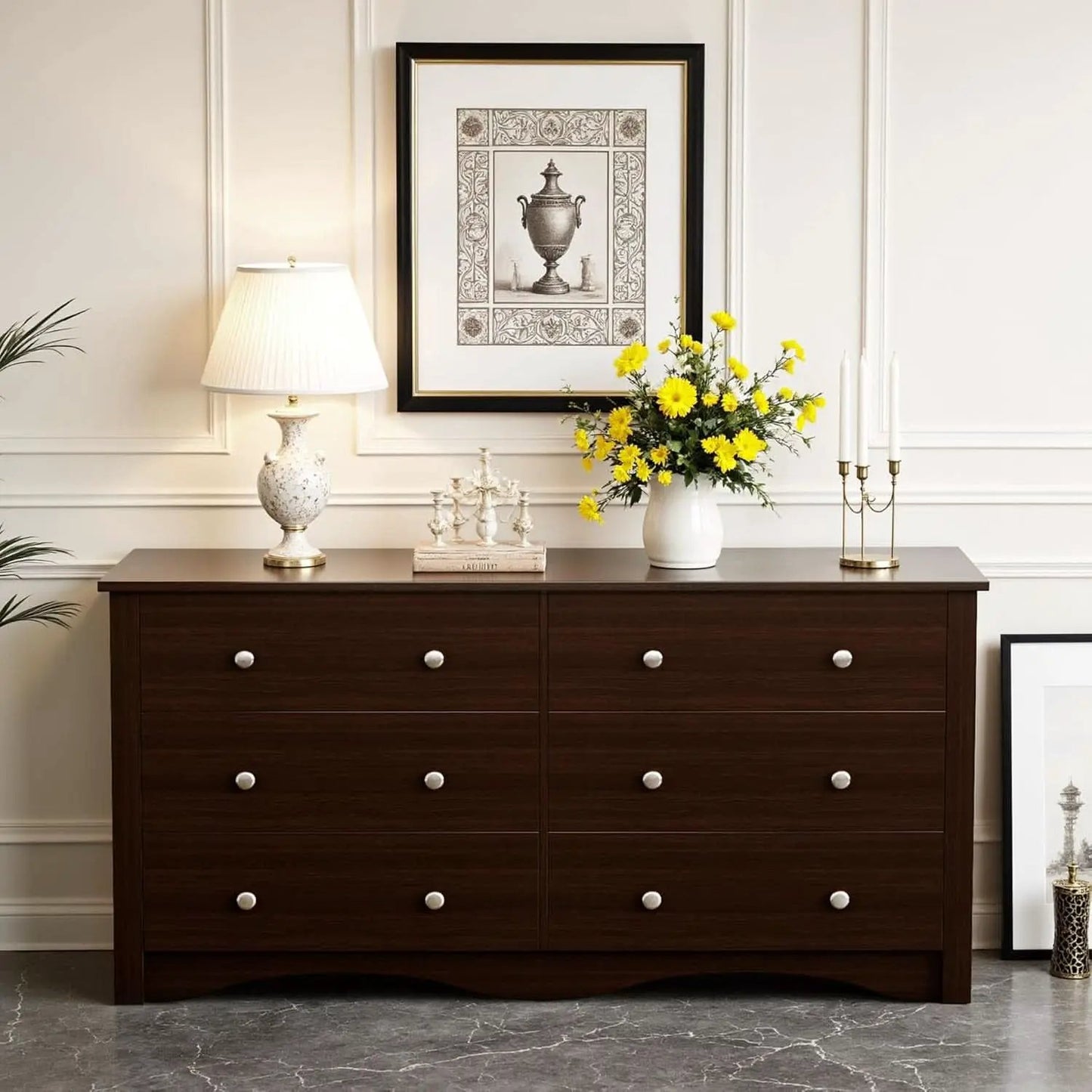 Dark Brown SolidWood Dresser Featuring Ample Storage from PriceLows™