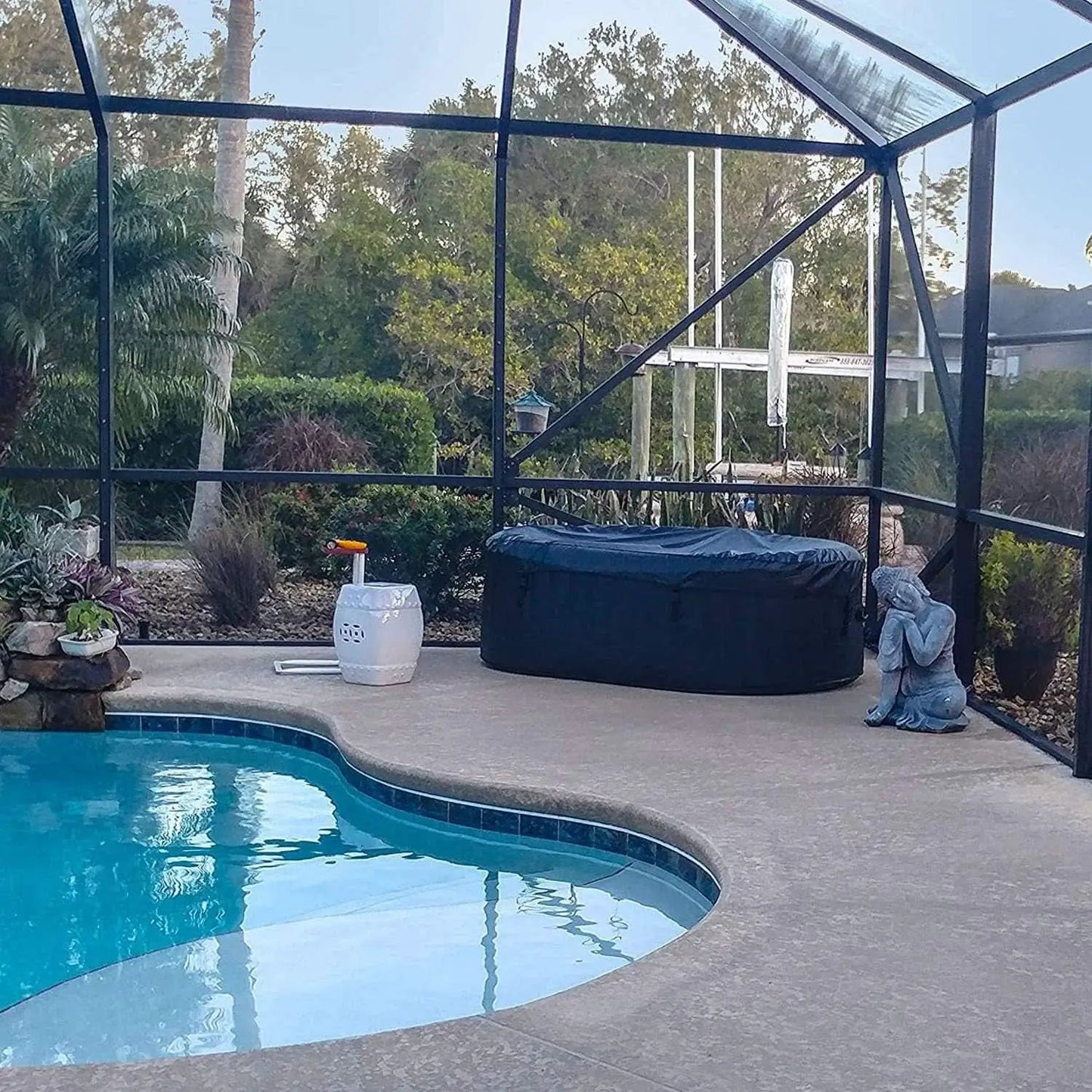 Black And White Inflatable Hot Tub 145 Gallon Jetted from PriceLows™