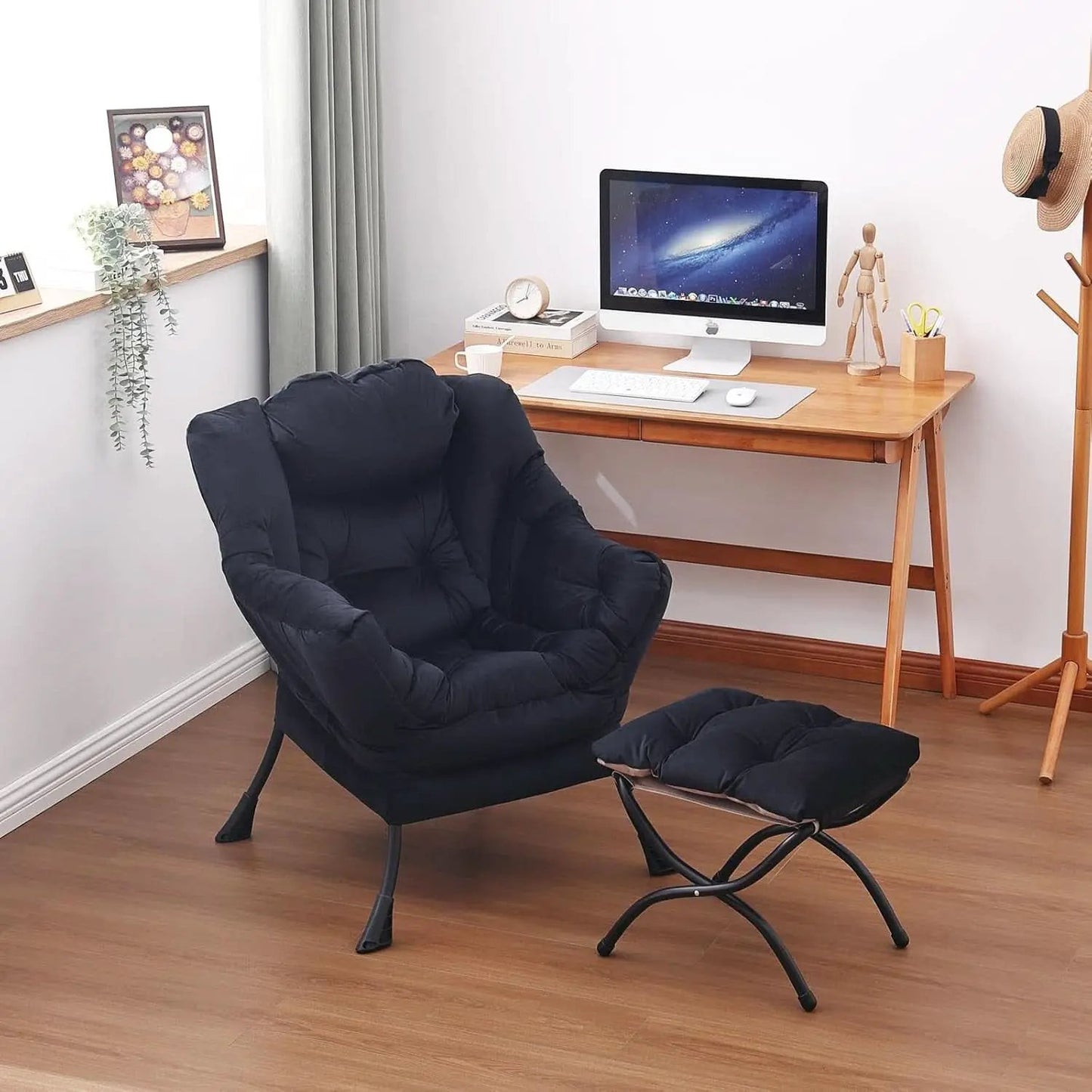 Large Upholstered Lounge Chair With Ottoman And Armrests from PriceLows™