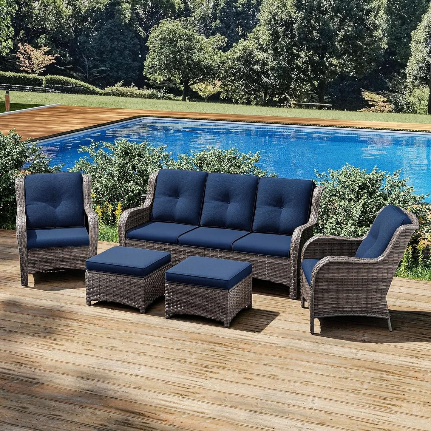 5-Piece Wicker Patio Furniture Set with Cushions from PriceLows™