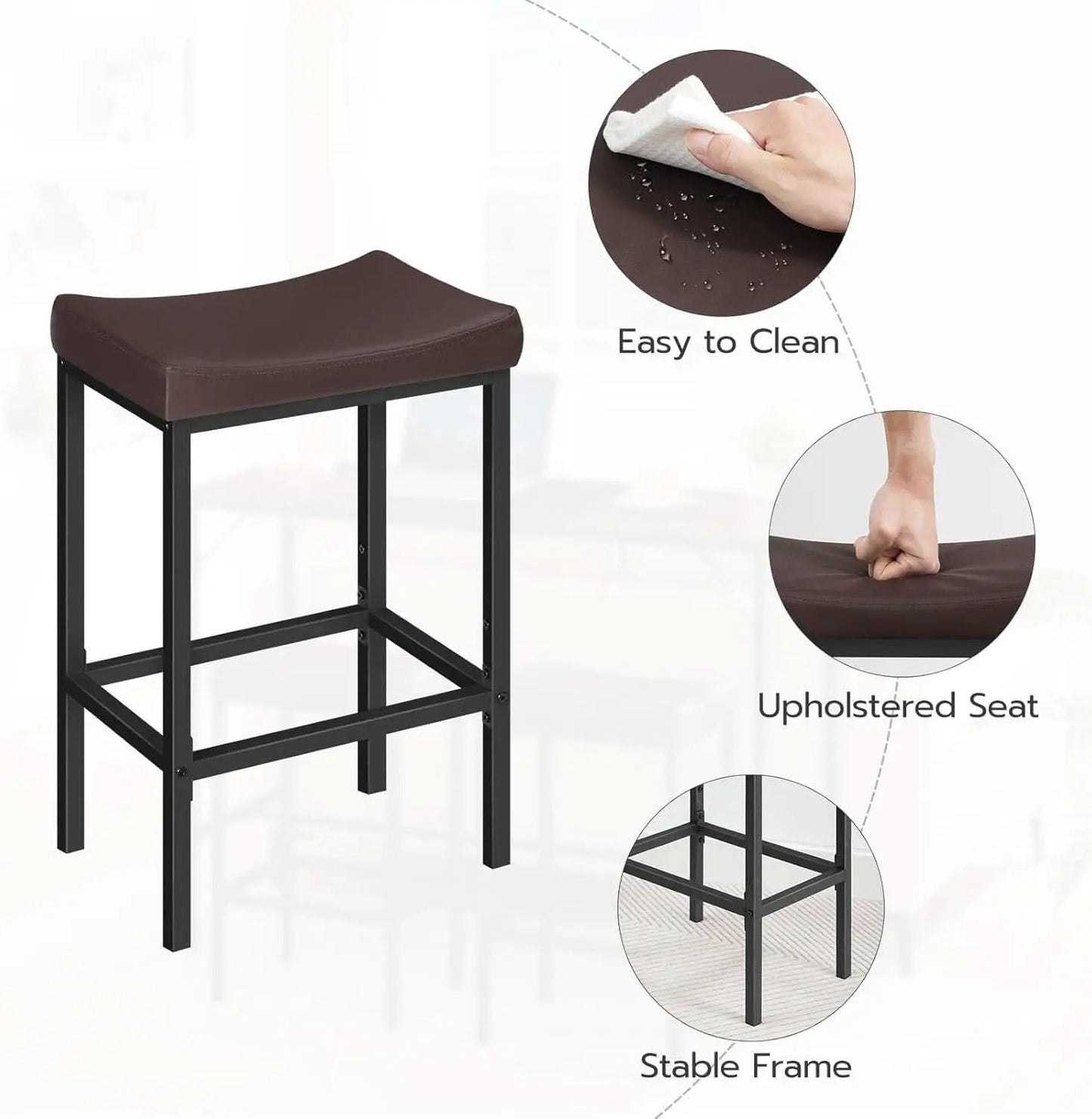 Saddle Bar Stools Set Of 2 Counter Height 24.8 Inches Brown And Black from PriceLows™