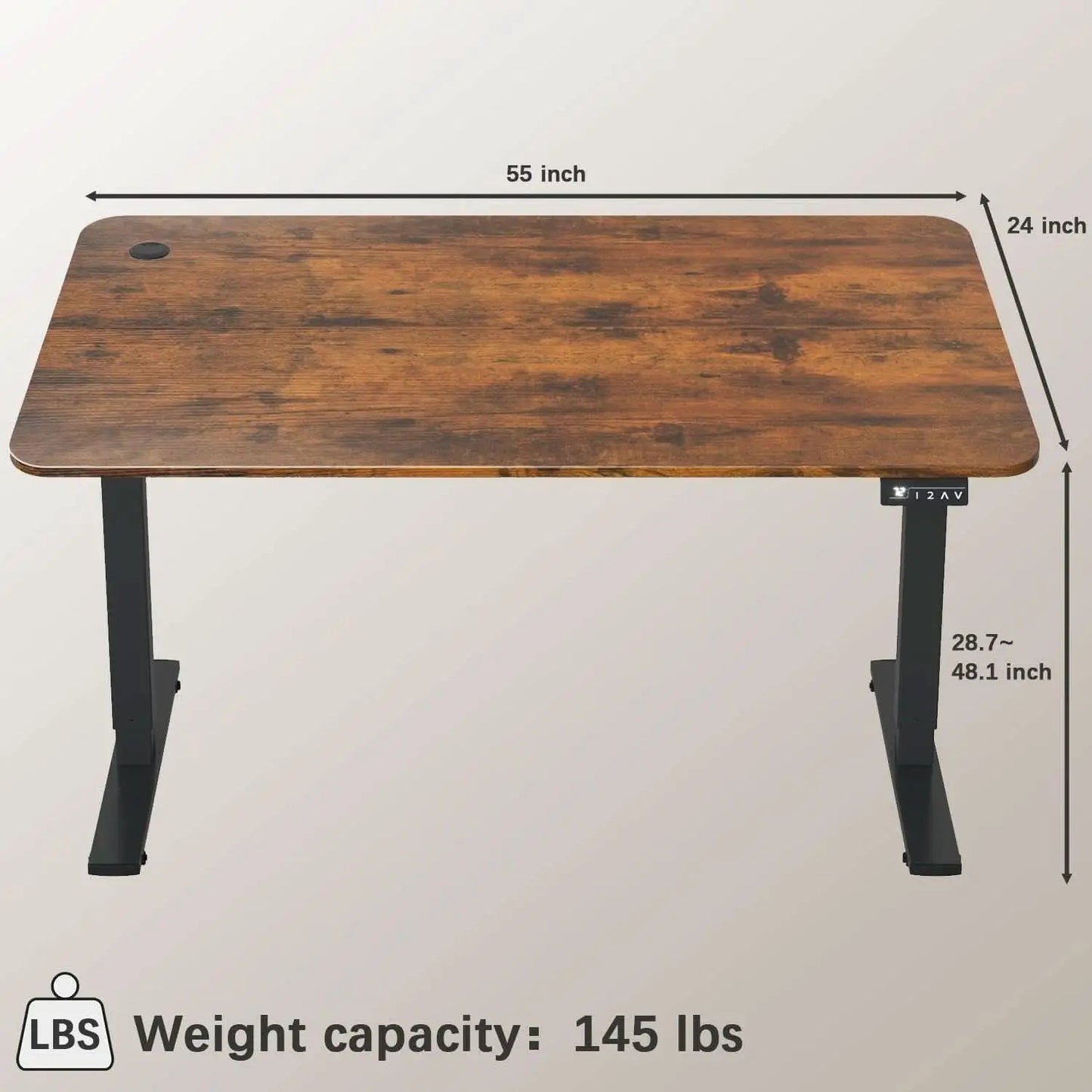 Electric Height Adjustable Standing Desk 55 X 24 Inch With Memory Presets from PriceLows™