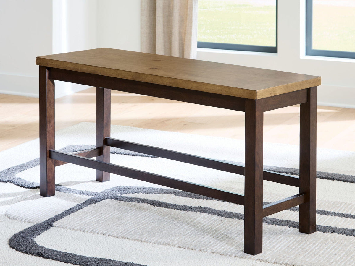 Rylandeen Double Counter Height Bench | 48 x 17 x 23.88 in | Solid Wood | Light Brown / Dark Brown