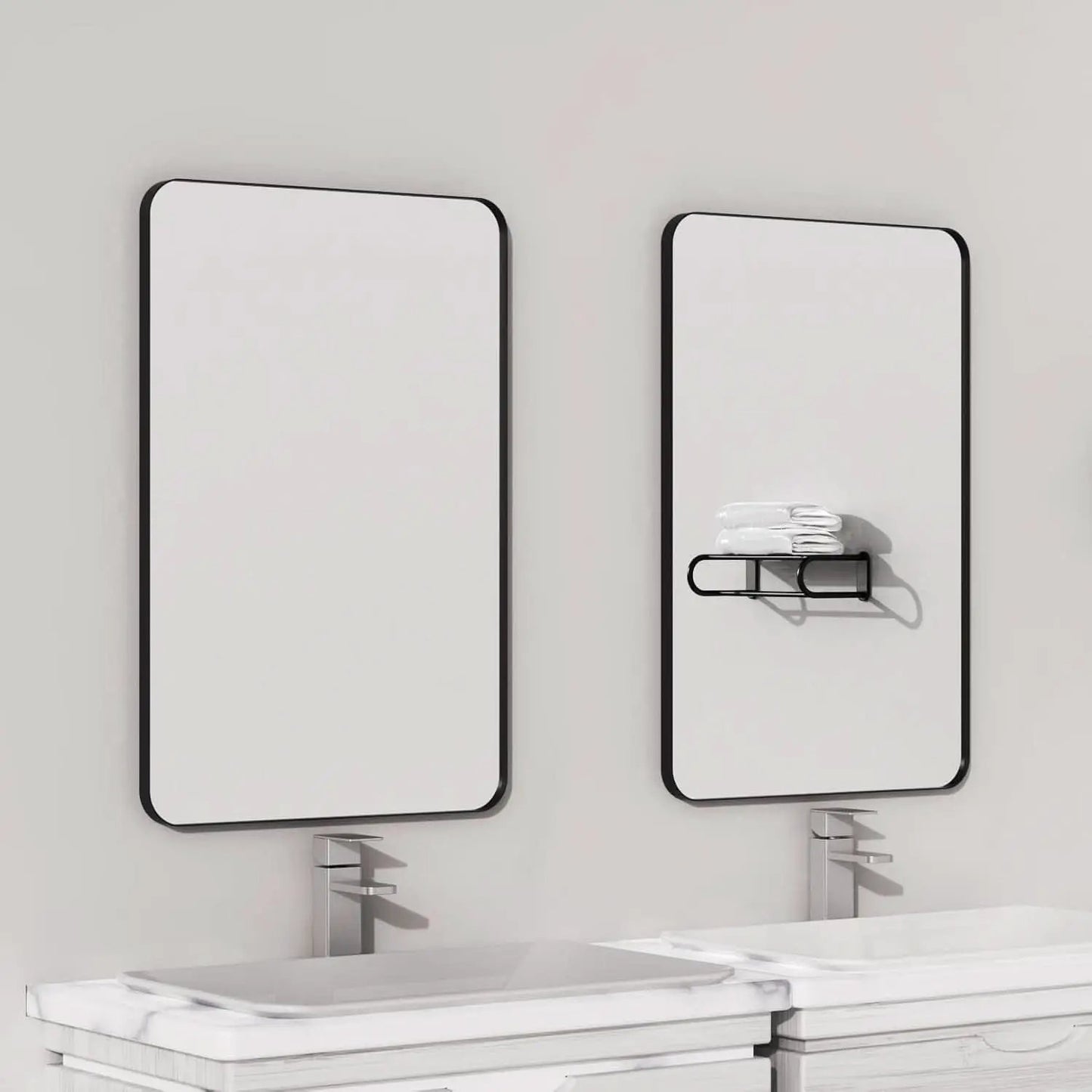 Black 18x26 Inch Bathroom Mirror Over Vanity Wall Mount from PriceLows™