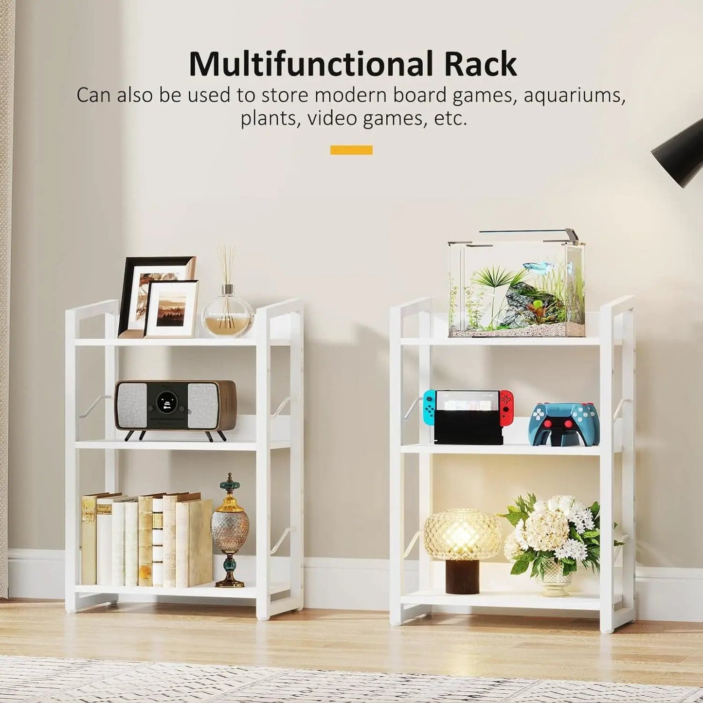 White 3 Tier Bookshelf for Small Space Living Room from PriceLows™