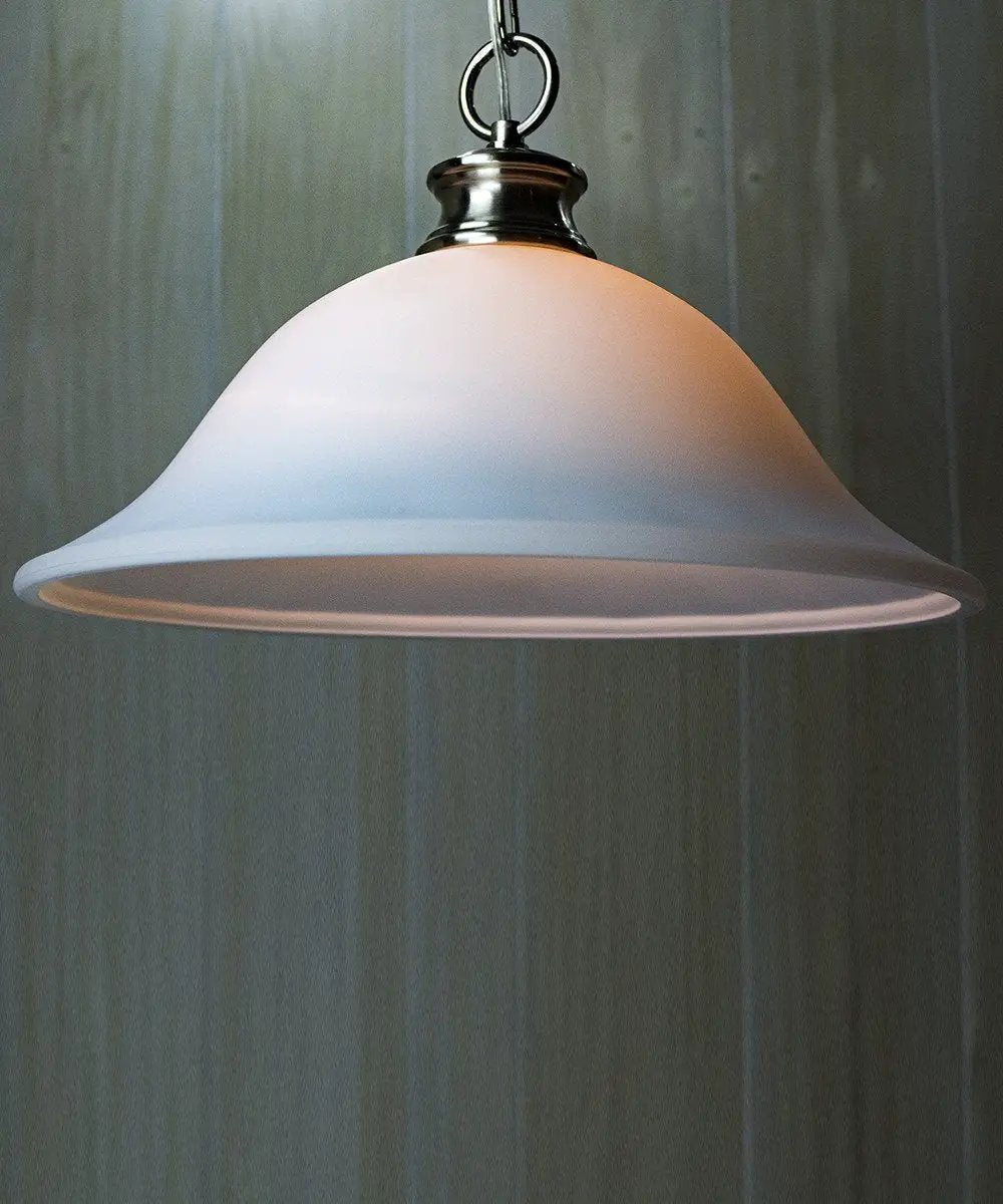 Swag Pendant Light | Plug In Design | Milky White Glass Shade | 16 Inch Width
