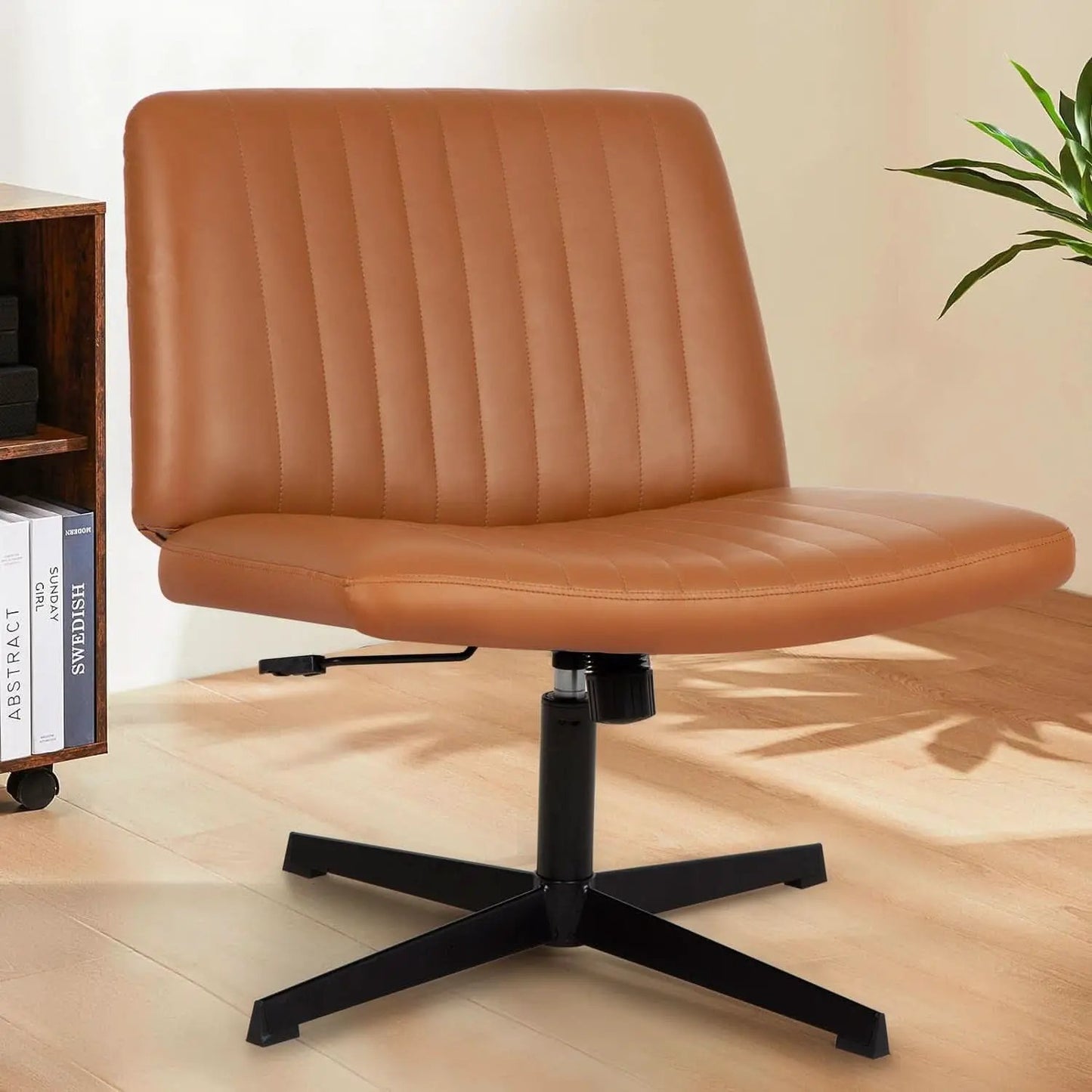 Criss Cross Armless Office Chair Height Adjustable Brown from PriceLows™