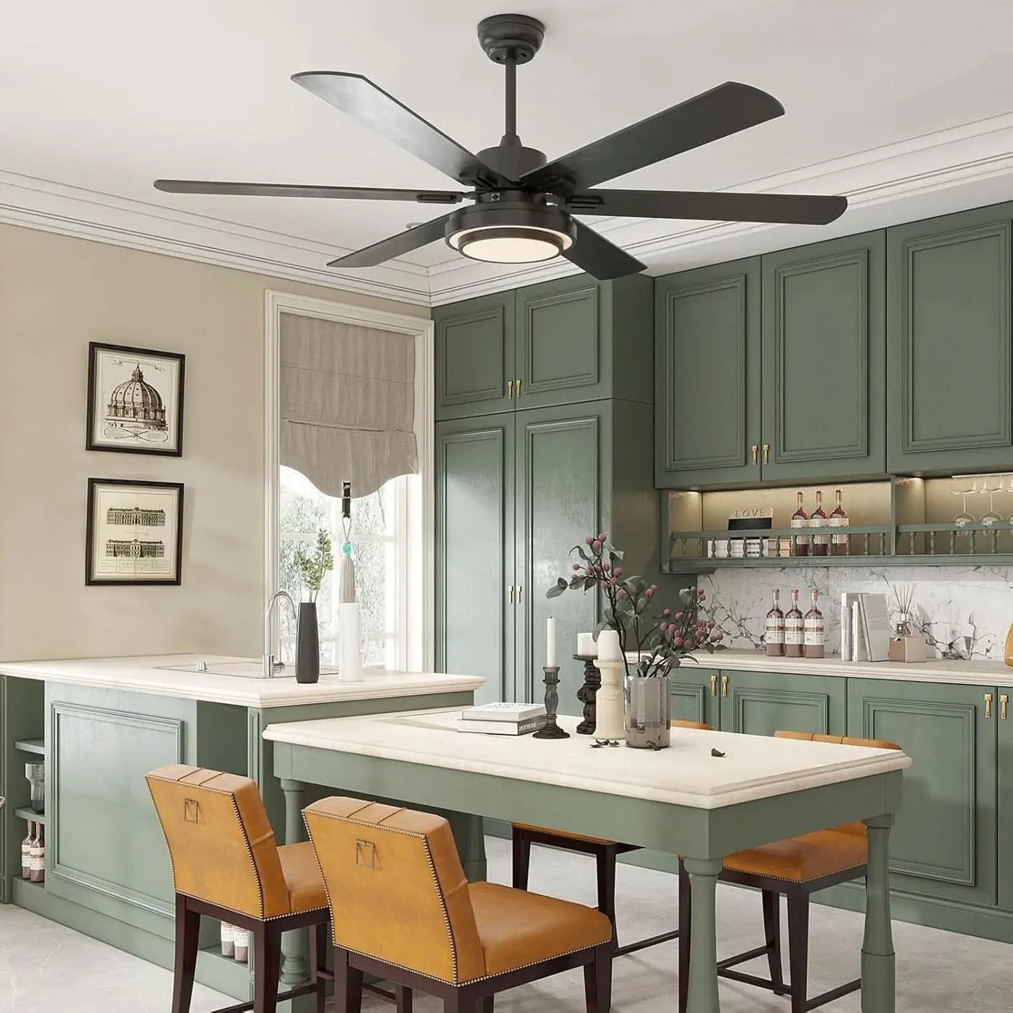 62-Inch Ceiling Fan With Lights And Remote Control Black from PriceLows™