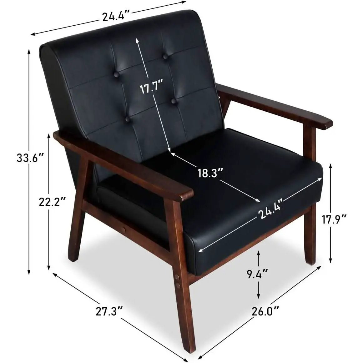 Mid Century 3 Piece Sofa And Chair Set With Black Wood Arms from PriceLows™