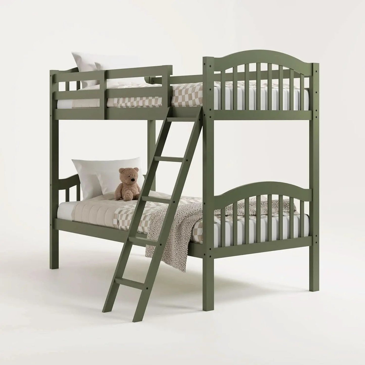 Olive Twin Over Twin Bunk Bed Converts To Two Beds from PriceLows™
