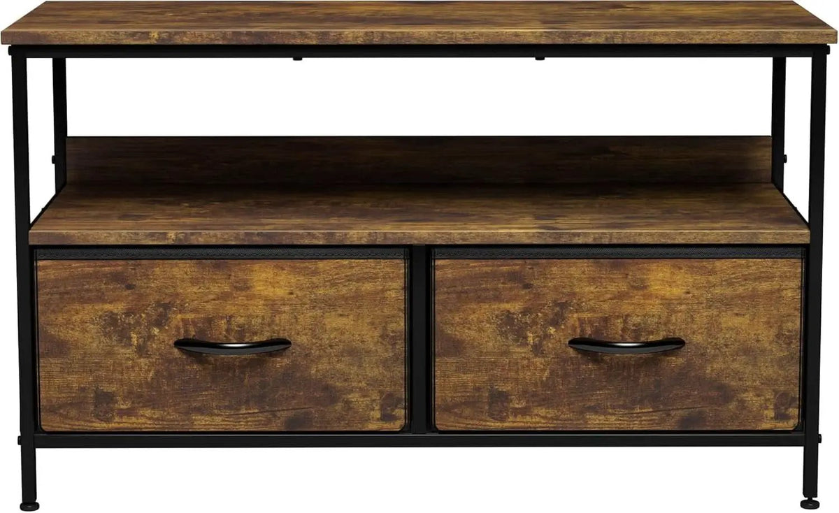 2 Drawer TV Stand Chest For Living Room With Open Shelf And Fabric Drawers For Media Storage from PriceLows™
