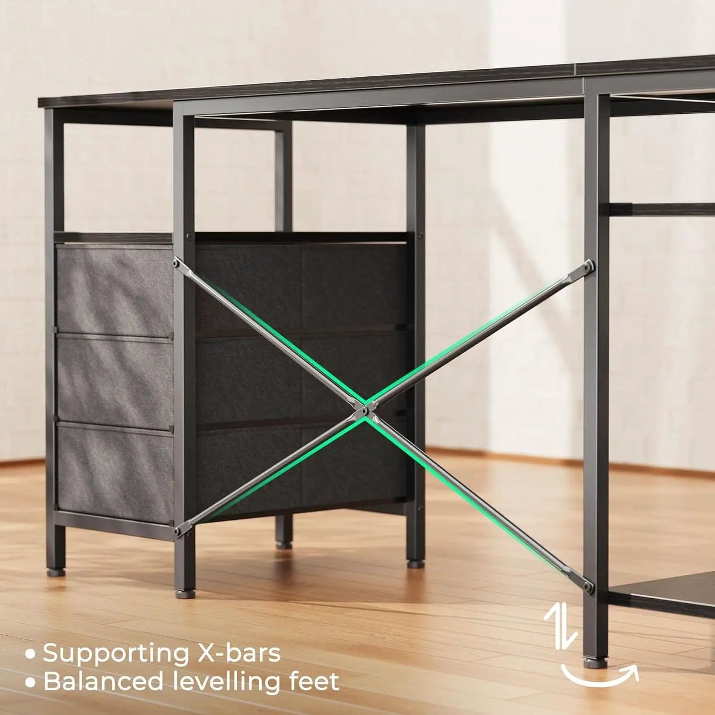 L Shaped Desk 47 Inch With Power Outlets And Ample Storage from PriceLows™