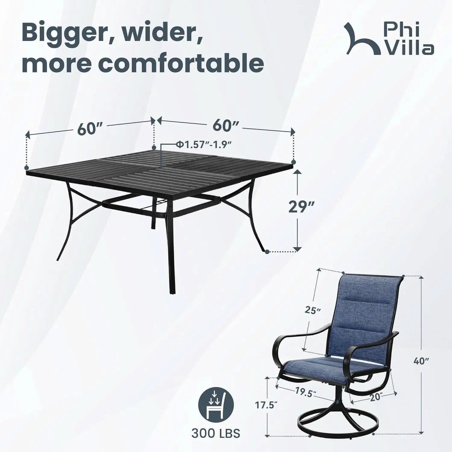 9 Piece Outdoor Dining Set Blue Patio Table With Chairs from PriceLows™