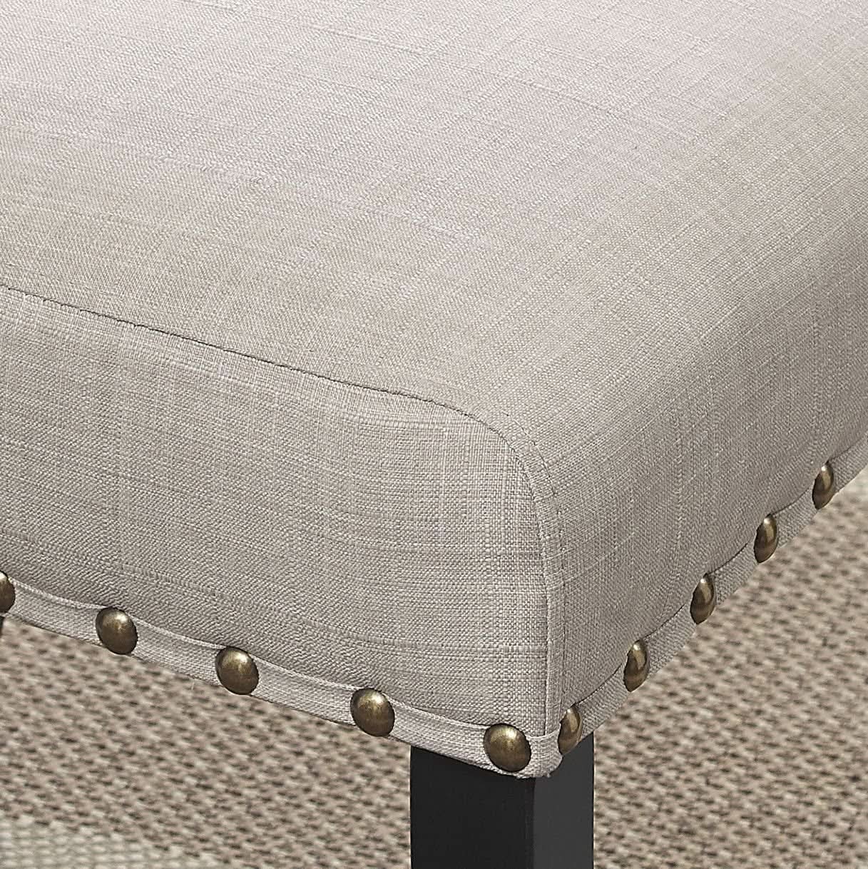 Tan Fabric Nailhead Dining Set 5 Piece Round Table from PriceLows™